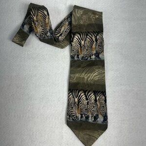 Zebra Patterned Tie Endangered Species Mens Tie Silk Art Zebras Necktie Vintage